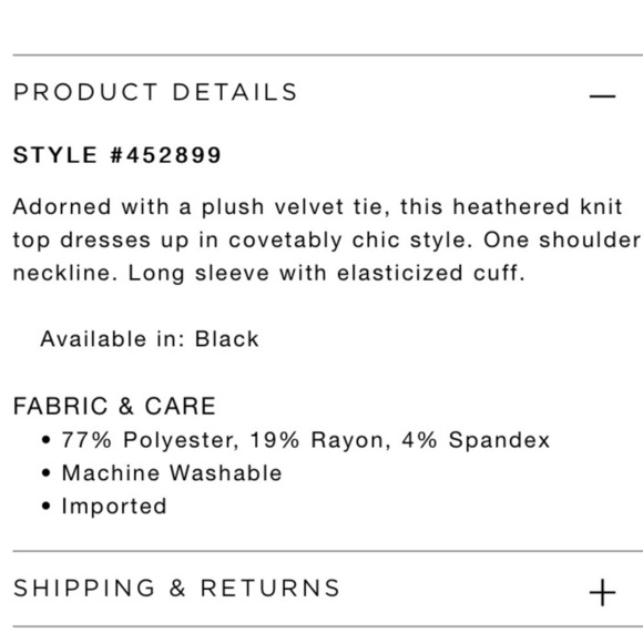 NWT LOFT Black Velvet Tie One Shoulder Top - Picture 4 of 4